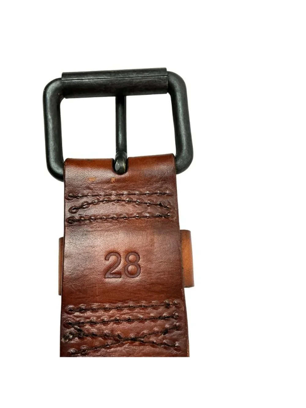 Hollister Wide Genuine Leather Roller Buckle Belt Mens 28 Brown